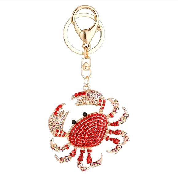 Red rhinestone crab keychain/purse charm, NWT - Picture 1 of 3